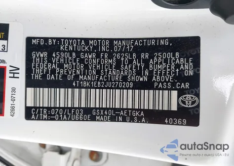 2018 Toyota Avalon Xle Premium z USA, uszkodzony, nr VIN 4T1BK1EB2JU270209
